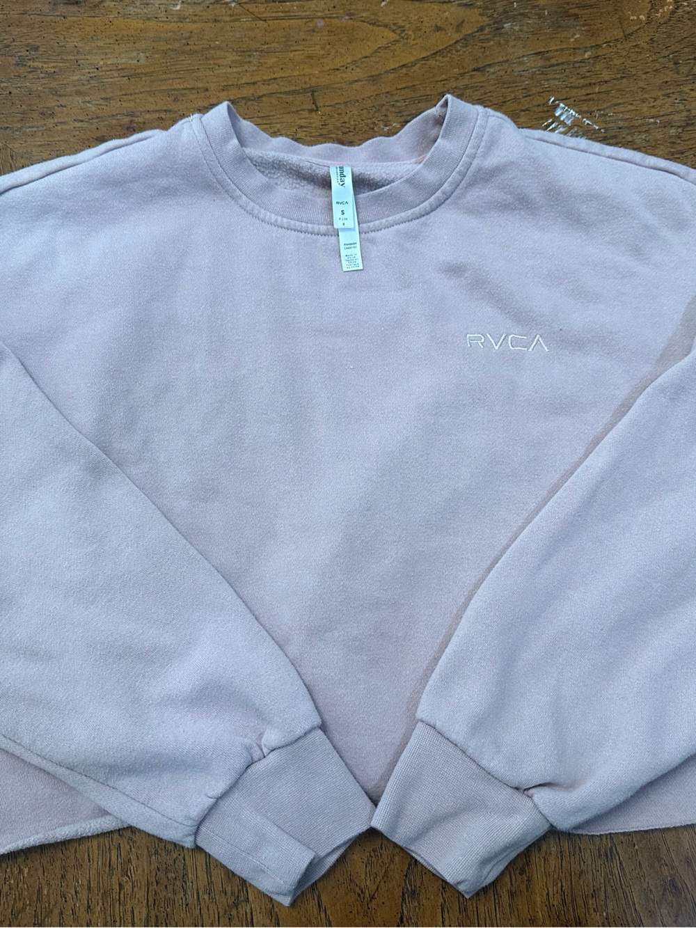 RVCA Women's Muave/Blush Crop Crewneck Sweatshirt